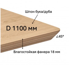 Столешница для кафе и ресторанов из влагостойкой фанеры со скошенной на 45 грудусов кромкой и покрытием шпона дуба или бука